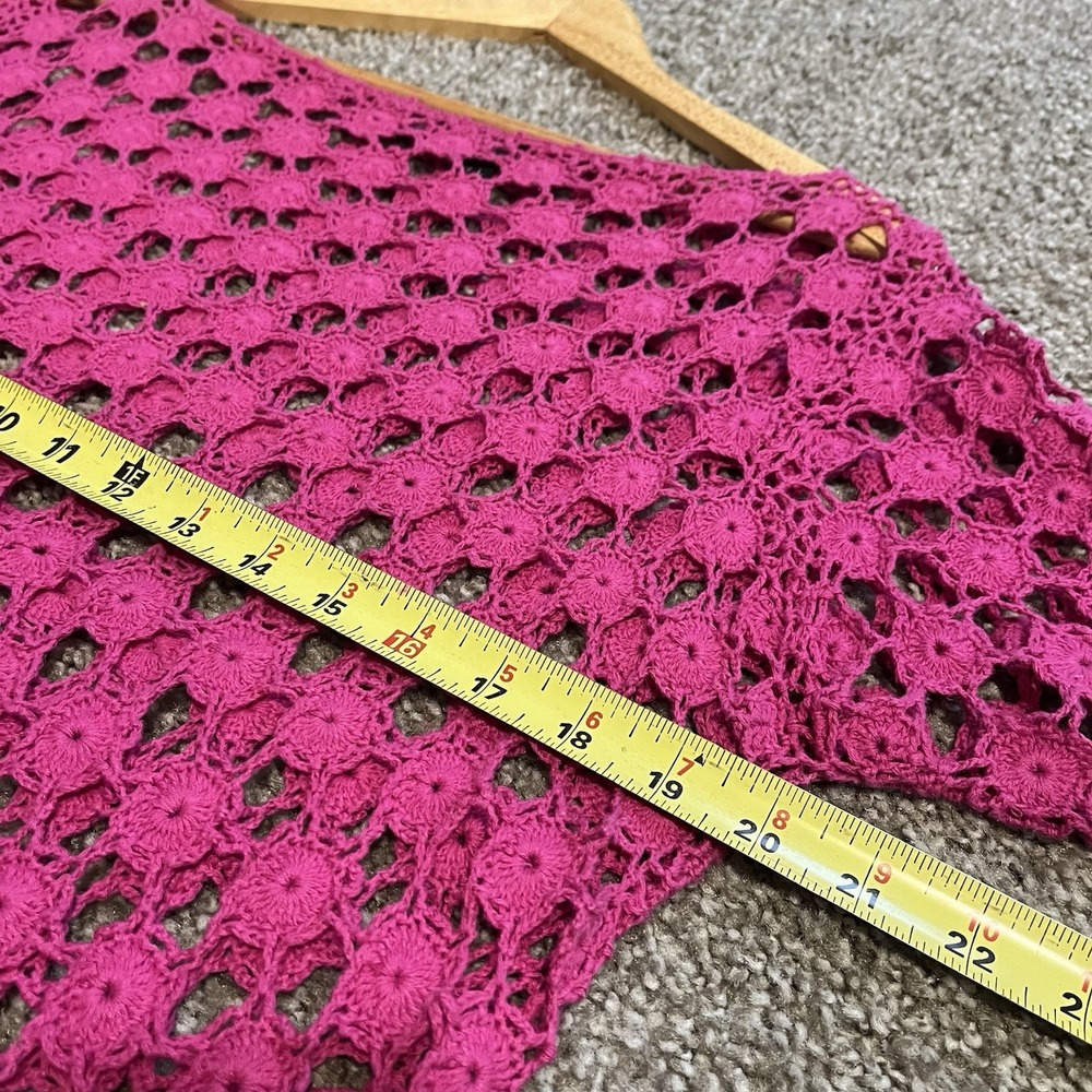 Open Knit Crochet Long Sleeve Sz L Tassel Fringe Boho Hippie Festival Layering - Picture 4 of 7